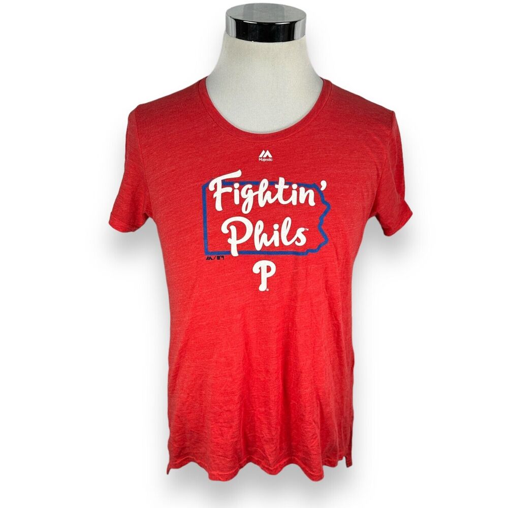 Majestic Philadelphia Phillies Fightin Phils T-Shirt Men's Medium MLB‎ Tee Red